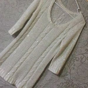 Maurice long sweater with silver metallic sequins